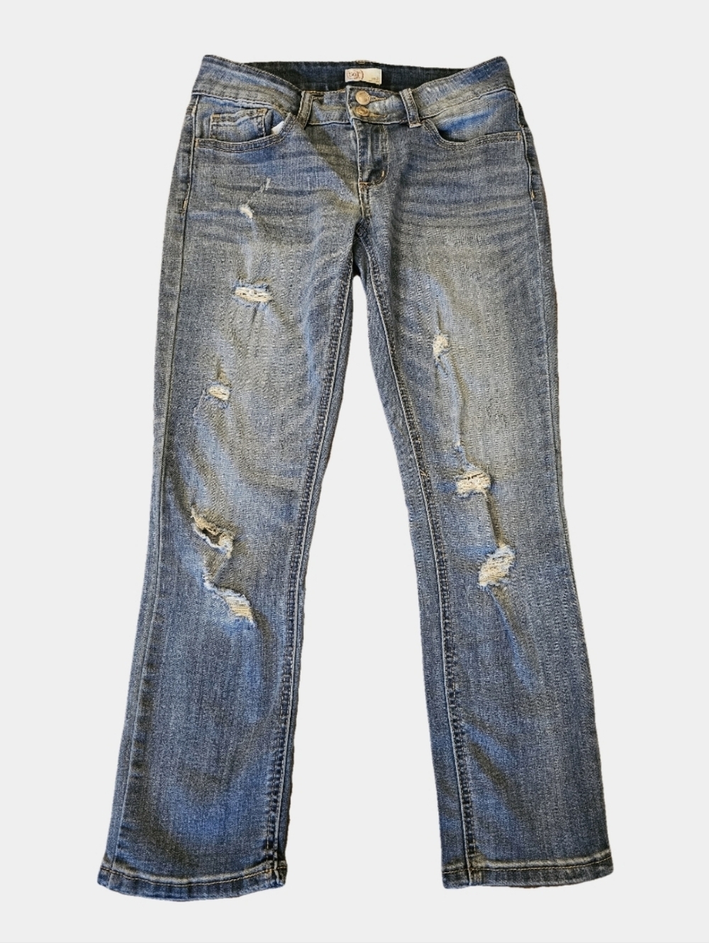 So Low-Rise Light Wash Distressed Ankle / Cropped Jeans Size 3